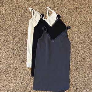 Set of Three Lace Trim Camisoles